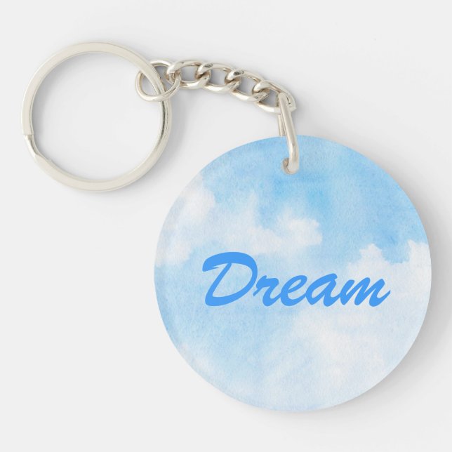 Watercolor clouds and sky background key ring (Front)