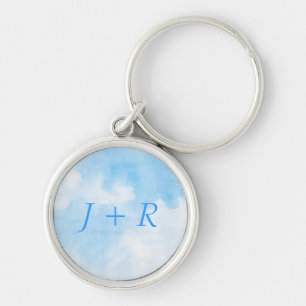 Watercolor clouds and sky background key ring