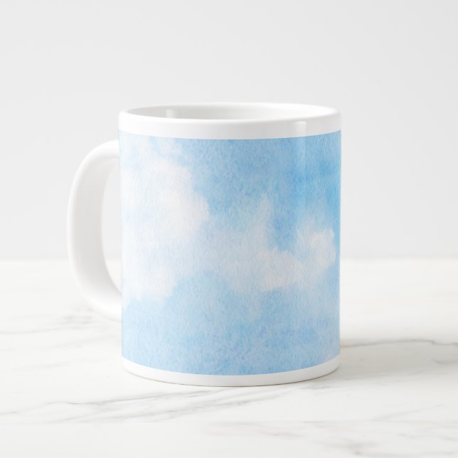 Watercolor clouds and sky background large coffee mug (Front Left)