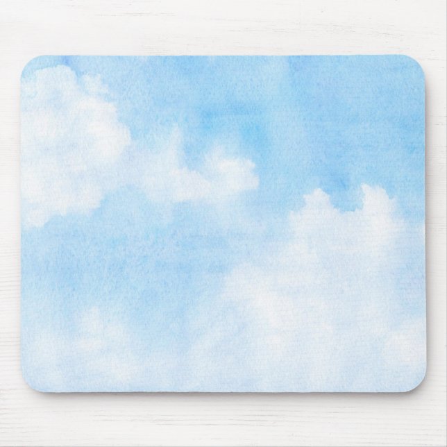Watercolor clouds and sky background mouse mat (Front)