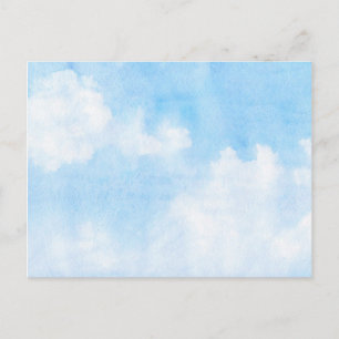 Watercolor clouds and sky background postcard