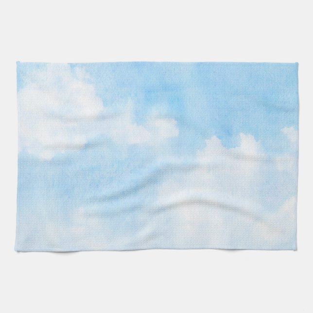 Watercolor clouds and sky background tea towel (Horizontal)