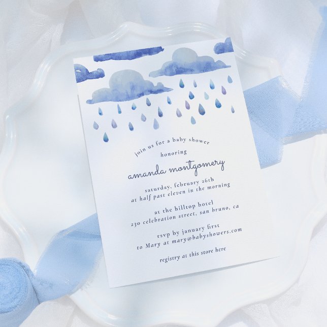 Watercolor Clouds Baby Shower Invitation (Creator Uploaded)