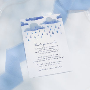 Watercolor Clouds Baby Shower Thank You Card