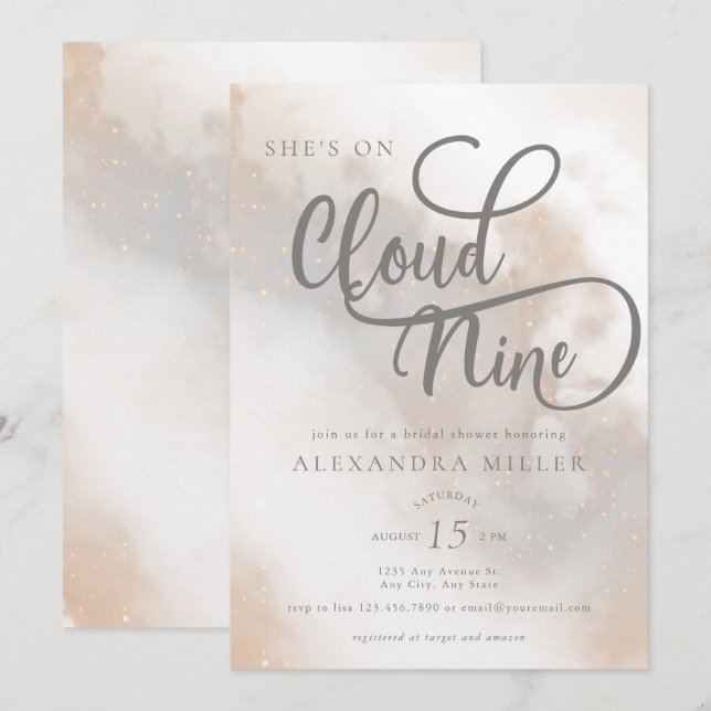 Watercolor Clouds | Modern Trendy Bridal Shower Invitation (Front/Back)