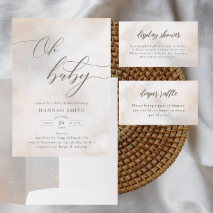 Watercolor Clouds Oh Baby Shower Invitation