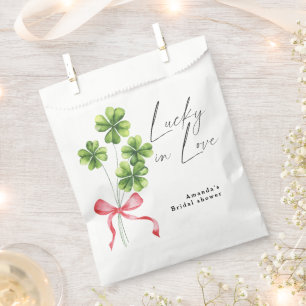 Watercolor Clover Bow Lucky in Love Bridal Shower Favour Bags