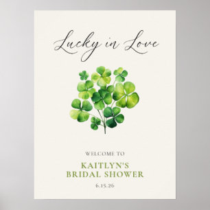 Watercolor Clover Lucky In Love Bridal Shower Sign