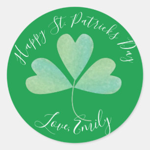 Watercolor Clover St. Patricks Day Treat Classic Round Sticker