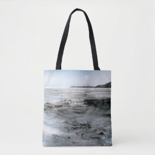 Watercolor Coastal Abstract Beach Painting Tote Bag