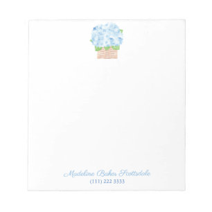 Watercolor Coastal Blue Hydrangea Elegant Lady Notepad