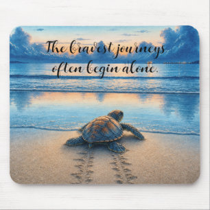 Watercolor Coastal Crab on Sandy Beach w/ Quote Mouse Mat