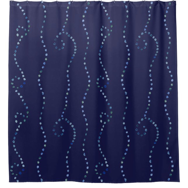 Watercolor Coastal Dots Shower Curtain (Front)