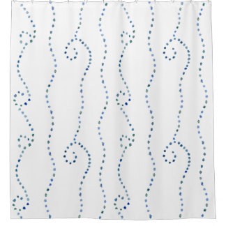 Watercolor Coastal Dots Shower Curtain