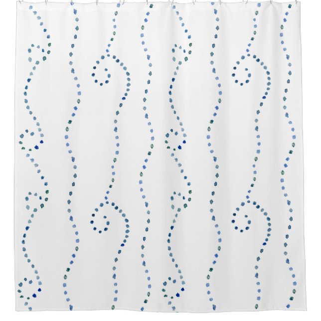 Watercolor Coastal Dots Shower Curtain (Front)