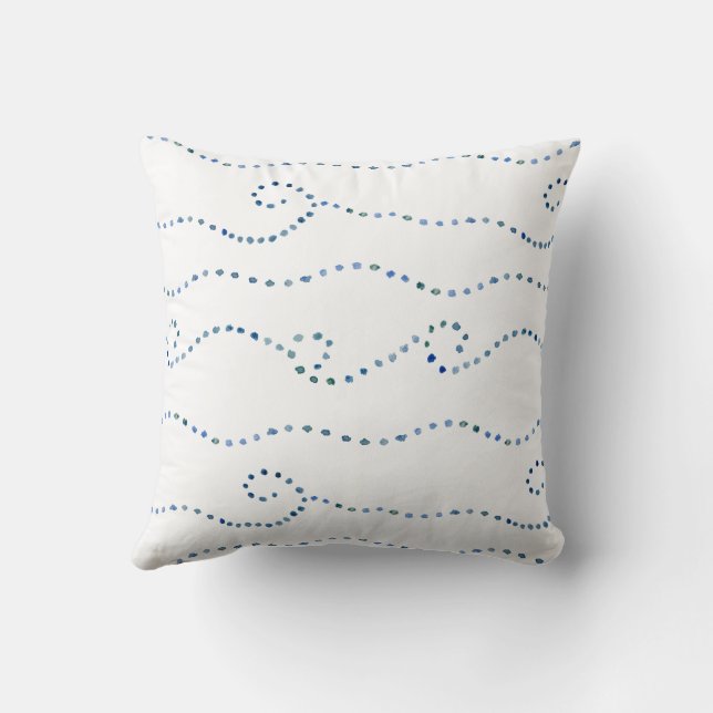 Watercolor Coastal Dots Throw Pillow (Back)