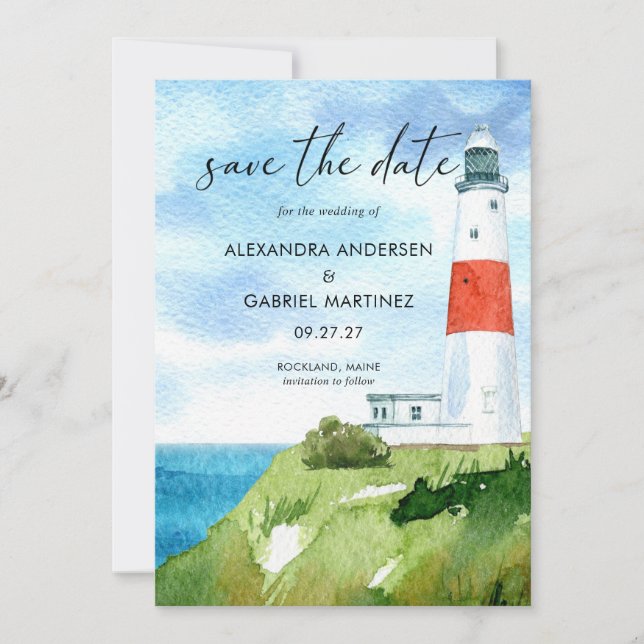 Watercolor Coastal Nautical Beach Save the Date  (Front)