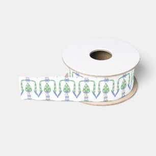 Watercolor Coastal Oyster Topiary Grosgrain Ribbon