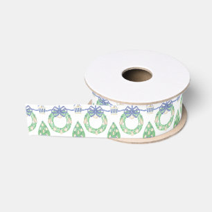 Watercolor Coastal Oyster Wreaths and Topiary Grosgrain Ribbon