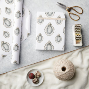 Watercolor Coastal Oysters Wrapping Paper