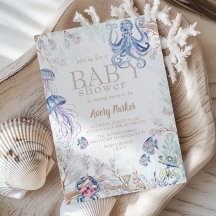 Watercolor Coastal Sea Life Baby Shower