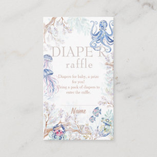 Watercolor Coastal Sea Life Diaper Raffle Enclosure Card