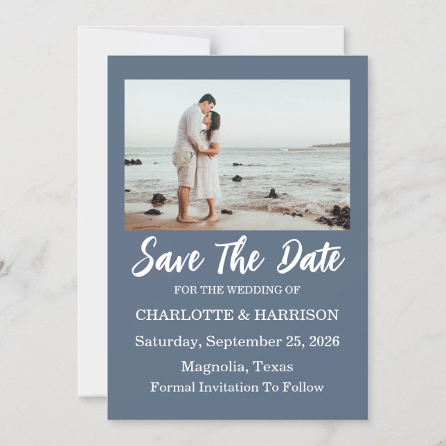 Watercolor Coastal Seascape Wedding Save The Date  Magnetic Invitation (Front)