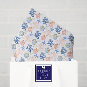 Watercolor Coastal Seaside Christmas Shells Tissue Paper