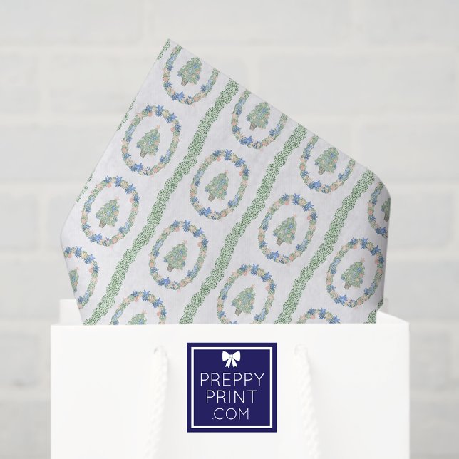 Watercolor Coastal Seaside Christmas Trees Tissue Paper (Creator Uploaded)