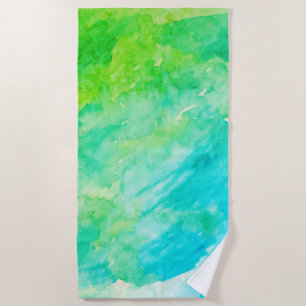 Watercolor Coastal Turquoise Pattern Beach Towel
