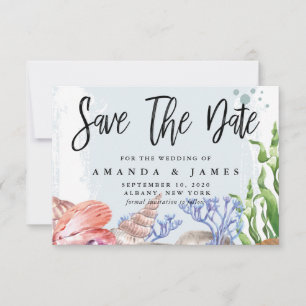 Watercolor Coastal Wedding Save The Date