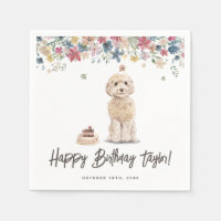 Watercolor Cockapoo Dog Birthday Party Thank You