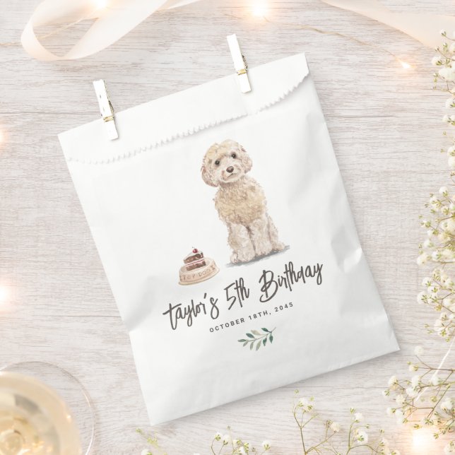 Watercolor Cockapoo Dog Birthday Thank You Favour Bags (Clipped)