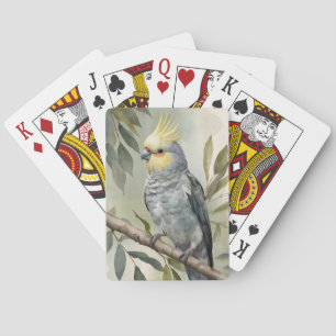 Watercolor Cockatiel Eucalyptus Tree Playing Cards