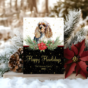 Watercolor Cocker Spaniel Dog Happy Howlidays Holiday Card