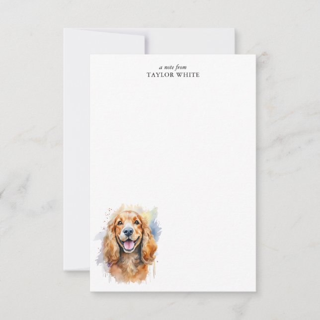 Watercolor Cocker Spaniel Personalised Thank You Card (Front)