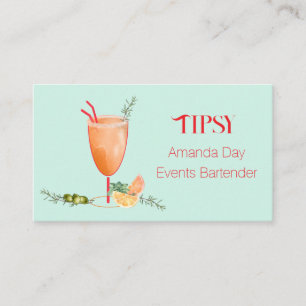 Watercolor Cocktail Bartender Business Card