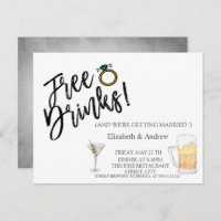 Watercolor Cocktail,Beer,Free Drinks Wedding