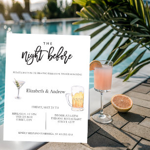Watercolor Cocktail,Beer Rehearsal Dinner  Invitation