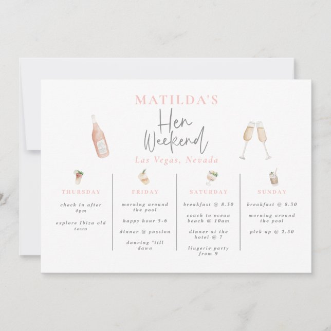 Watercolor cocktail champagne hen weekend (Front)