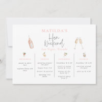 Watercolor cocktail champagne hen weekend
