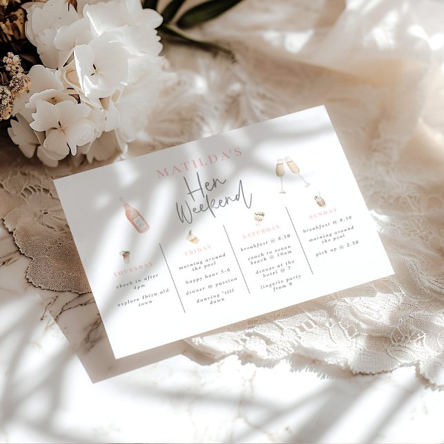 Watercolor cocktail champagne hen weekend (Creator Uploaded)