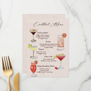Watercolor Cocktail Drink Menu