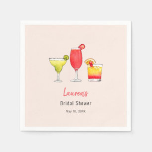 Watercolor Cocktail drinks Bridal Shower Napkins