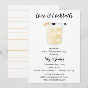 Watercolor Cocktail Engagement Party  Invitation