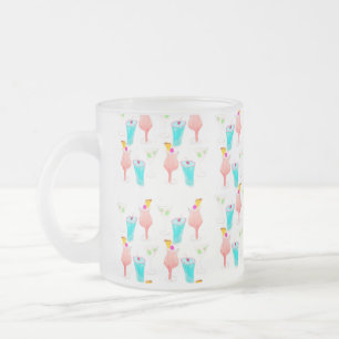 Watercolor Cocktail Margarita Pattern Frosted Glass Coffee Mug