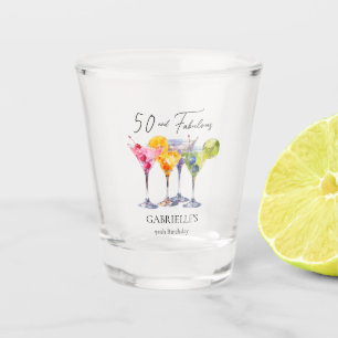 Watercolor Cocktail Martini Happy 50tht Birthday Shot Glass