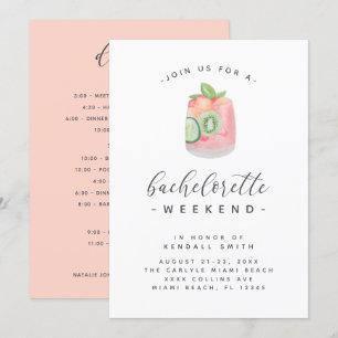 Watercolor Cocktail Minimal Bachelorette Weekend Invitation