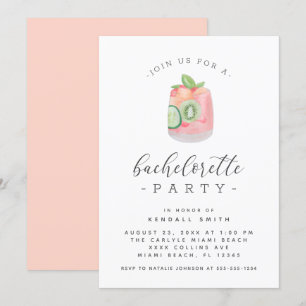 Watercolor Cocktail Minimalist Bachelorette Party Invitation