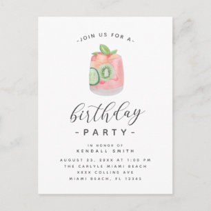 Watercolor Cocktail Minimalist Birthday Party Postcard